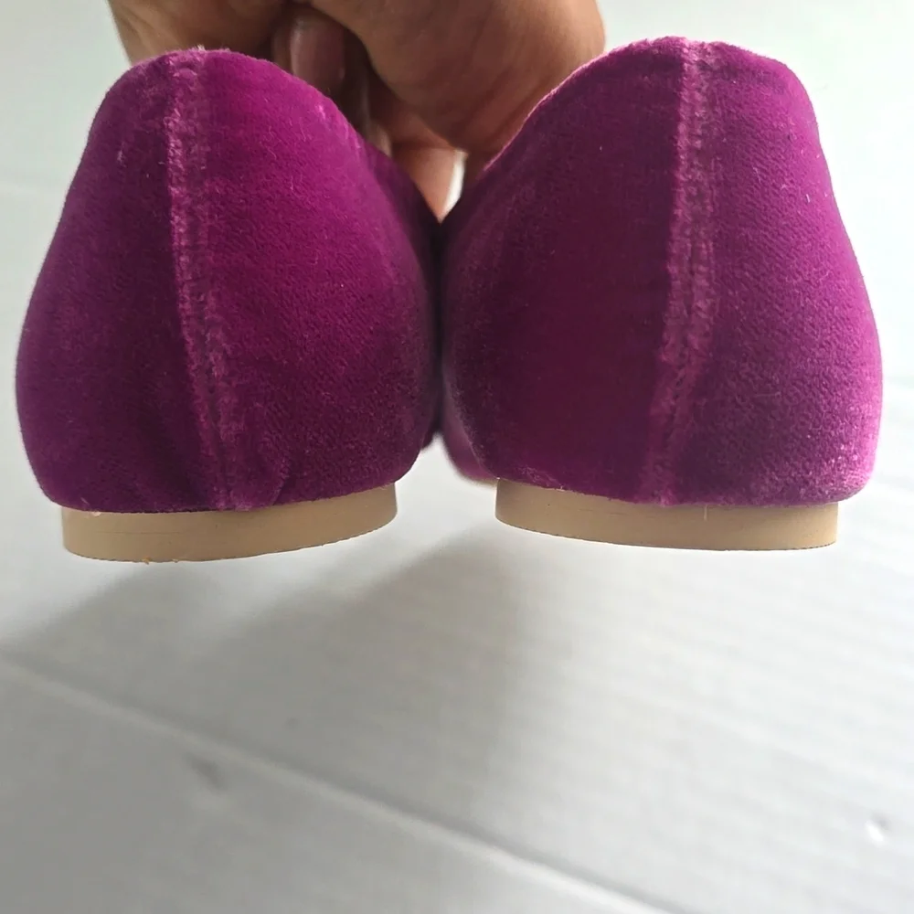 Janie and Jack Girl's Elegant Velvet Bow Flats Sz 3
